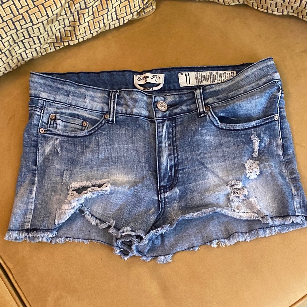 Indigo Rein Blue Distressed Jean Shorts low rise